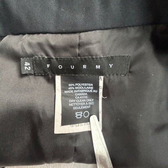 Fourmy Mens Black Notch Collar Formal Vest Size 42 Wool Blend Pocket Lightweight - Picture 3 of 8